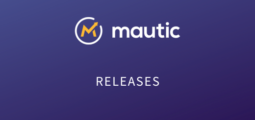 Dark blue gradient background with Mautic logo and the word 'releases' in white text.