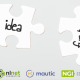 Image of two white jigsaw pieces being held by white hands with 'idea' and 'funding written on them. The NLNet Foundation, Mautic and NGI Zero logos are shown below.