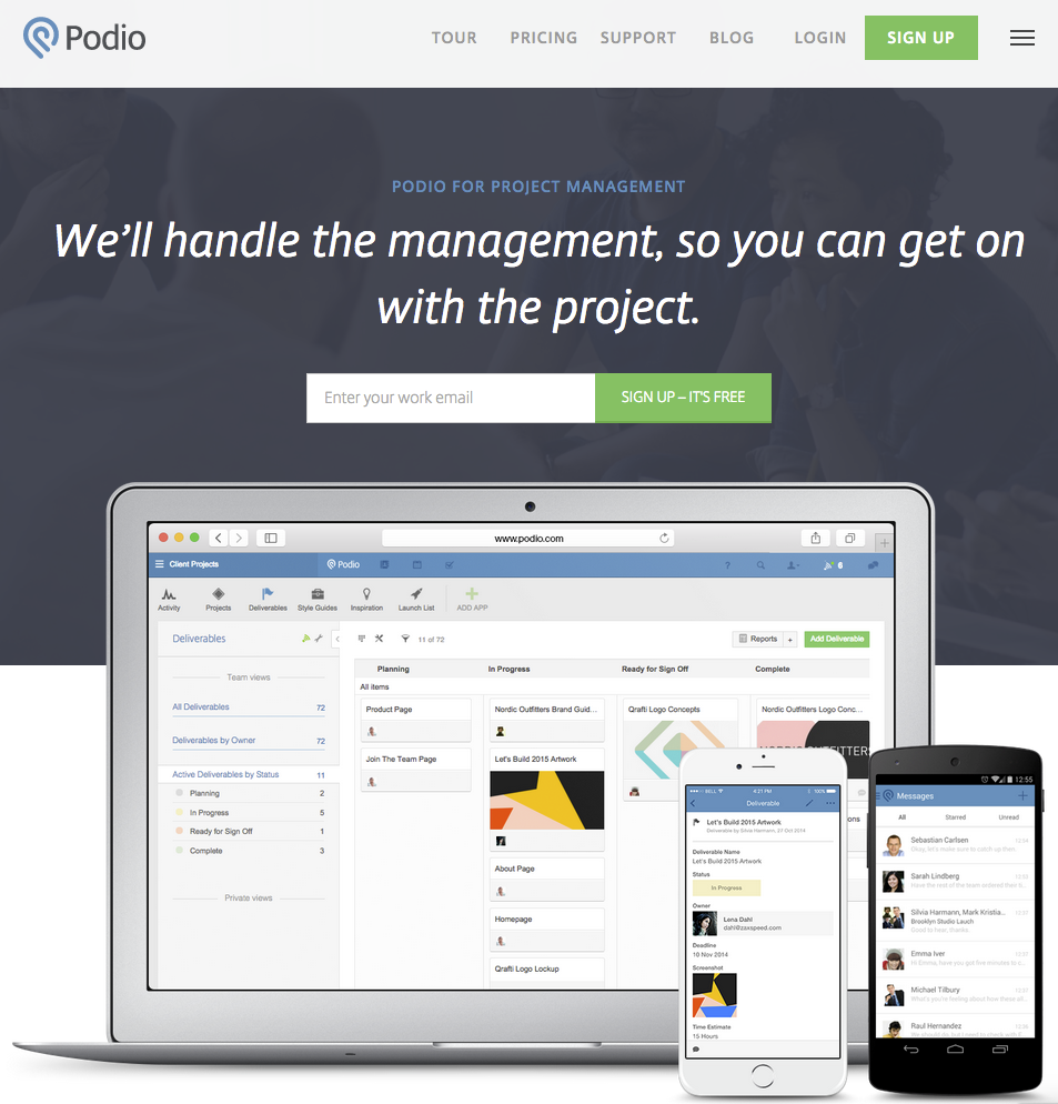 Podio Landing Page Marketing Automation