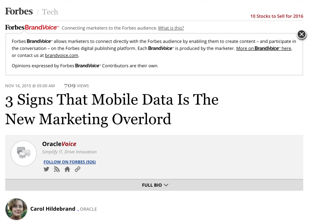 Forbes magazine sponsored content marketing