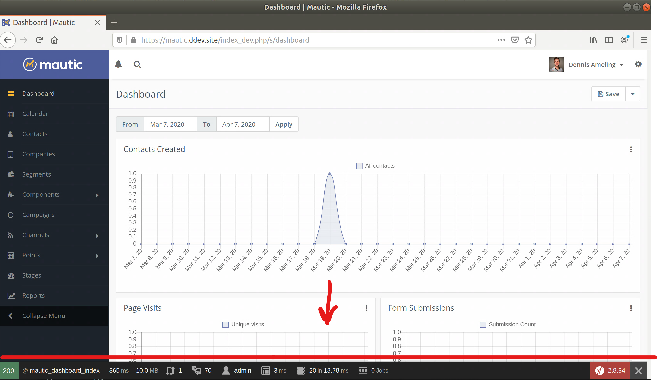 Mautic profiler bar Symfony