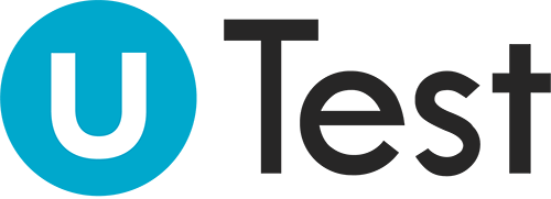 uTest logo - a white U in a pale blue circle with Test written in large black letters.