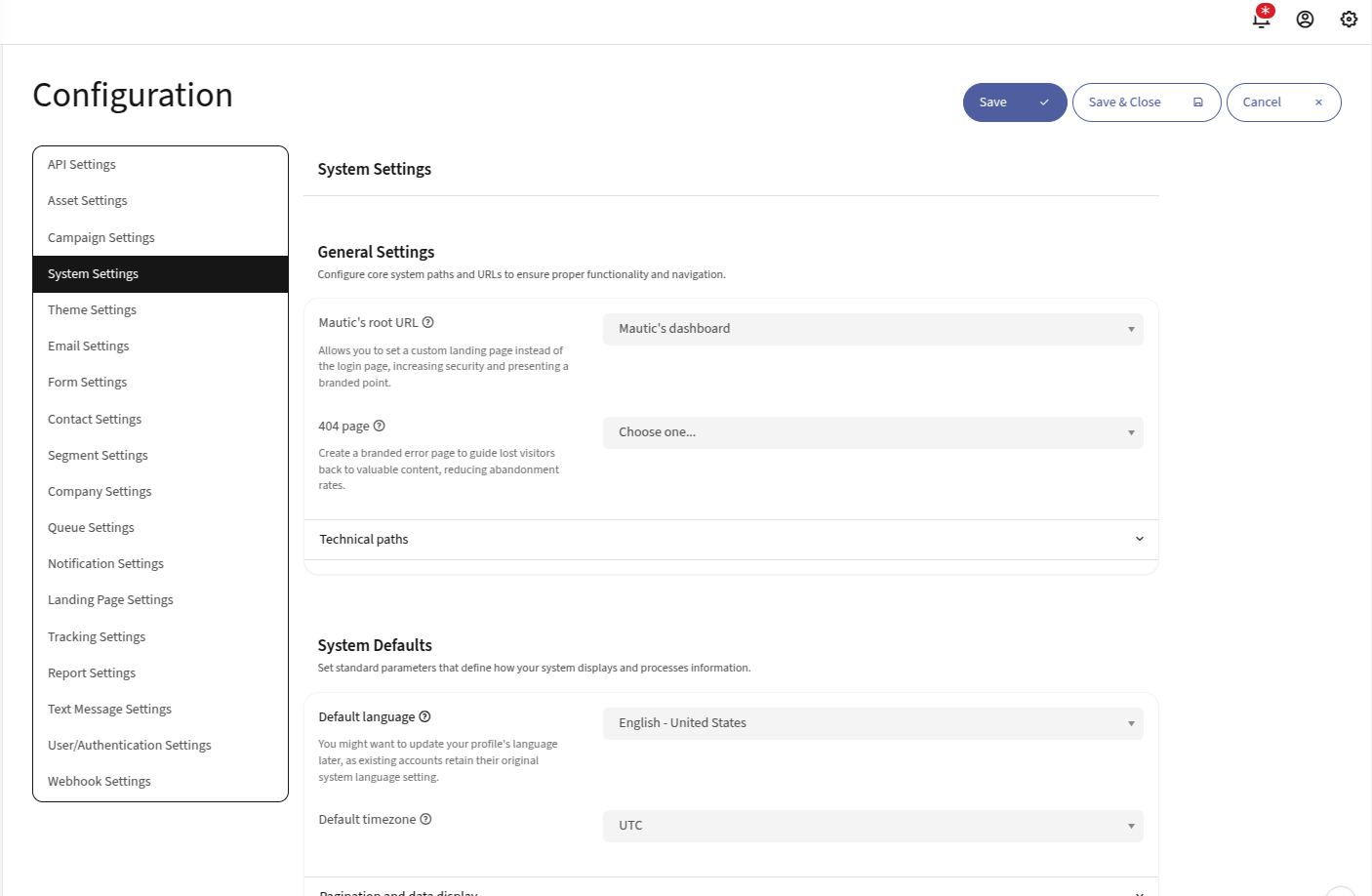 Screenshot of the new settings page, which has a lot more descriptive text explaining each field to the user.